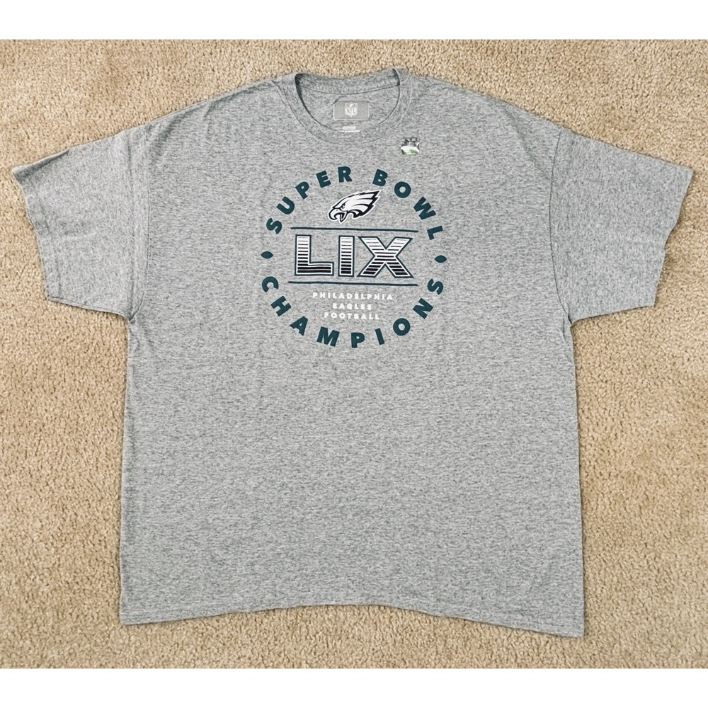 NFL Philadelphia Eagles Super Bowl LIX Champions Unisex T- Shirt Gray 2XL